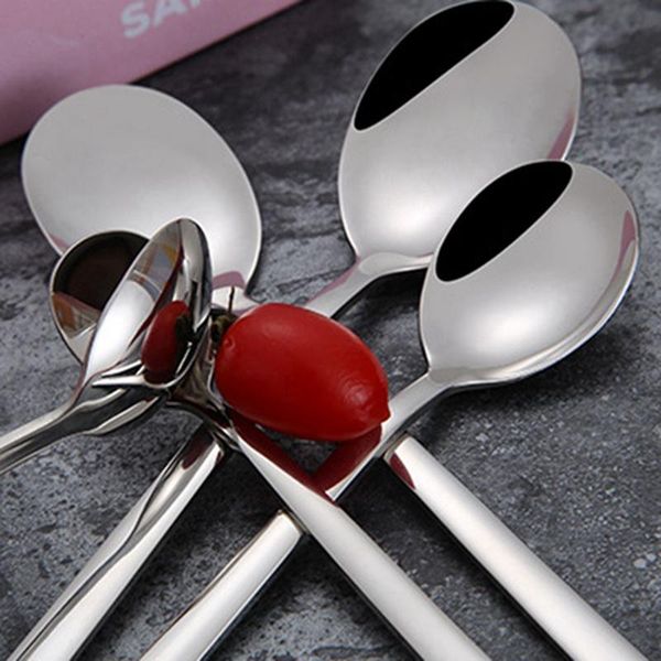 304 stainless steel spoons with long handle korean soup spoon dinner spoons rice/salad tableware
304 stainless steel spoons with long handle korean soup spoon dinner spoons rice/salad tableware