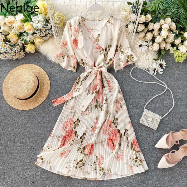 casual dresses neploe women elegant dress vintage korean female floral chiffon vestidos flared sleeve v-neck midi pleated bandage dresses1, Black;gray
casual dresses neploe women elegant dress vintage korean female floral chiffon vestidos flared sleeve v-neck midi pleated bandage dresses1, Black;gray
