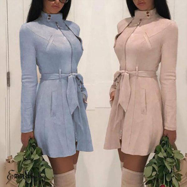 women trench arrival solid winter autumn ladies velvet coats zip up front tie casual coat outwear midi length, Tan;black
women trench arrival solid winter autumn ladies velvet coats zip up front tie casual coat outwear midi length, Tan;black
