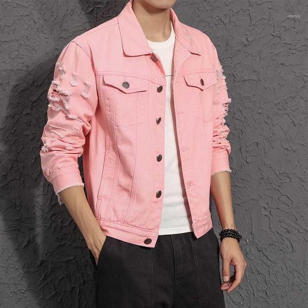 m- 5xl fashion brand denim jacket men ripped holes mens pink black jean jackets garment washed mens denim coat1, Black;brown
m- 5xl fashion brand denim jacket men ripped holes mens pink black jean jackets garment washed mens denim coat1, Black;brown