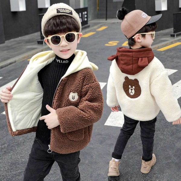 children's cartoon bear sweater hooded coat men's and women's plush warm going out cloth zipper shirt, Black
children's cartoon bear sweater hooded coat men's and women's plush warm going out cloth zipper shirt, Black