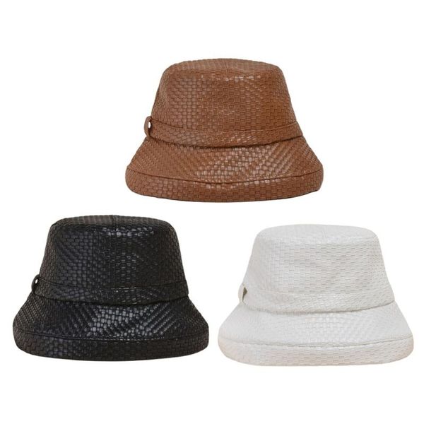 japanese women vintage imitation leather bucket hat woven plaid solid color wide brim sunscreen autumn fisherman cap, Blue;gray
japanese women vintage imitation leather bucket hat woven plaid solid color wide brim sunscreen autumn fisherman cap, Blue;gray