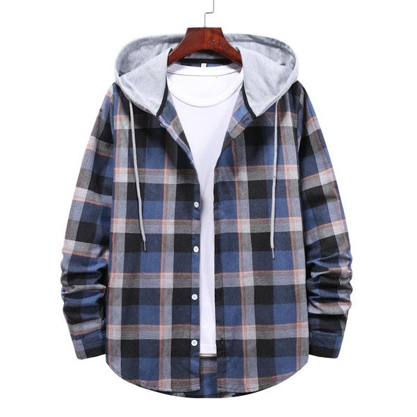men's casual shirts plaid hooded outwear long sleeve male chemise homme printed hip hop streetwear blouse, White;black
men's casual shirts plaid hooded outwear long sleeve male chemise homme printed hip hop streetwear blouse, White;black