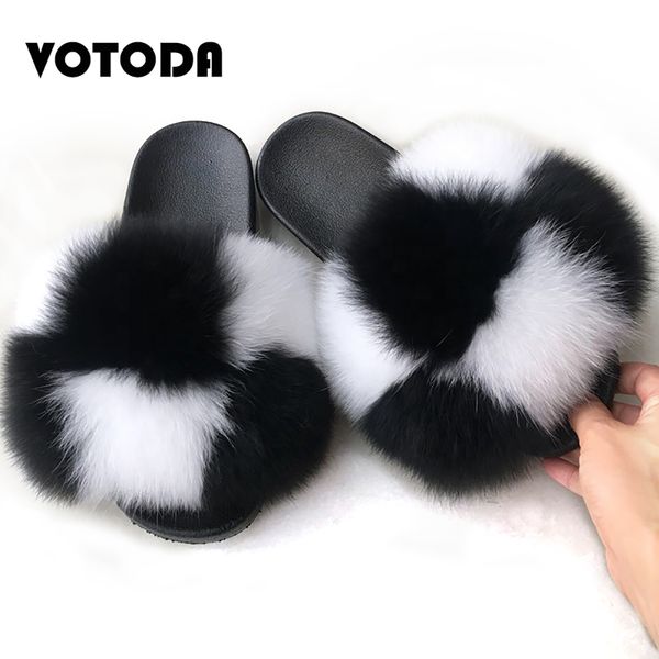 votoda fluffy fur slippers women fur flip flops flat furry real fox hair slides summer sandals with fur luxury woman furry shoes x1020, Black
votoda fluffy fur slippers women fur flip flops flat furry real fox hair slides summer sandals with fur luxury woman furry shoes x1020, Black