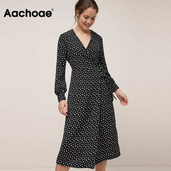 aachoae women vintage polka dot casual long dress 2021 v neck long sleeve wrap party dresses female boho split sashes vestido, Black;gray
aachoae women vintage polka dot casual long dress 2021 v neck long sleeve wrap party dresses female boho split sashes vestido, Black;gray