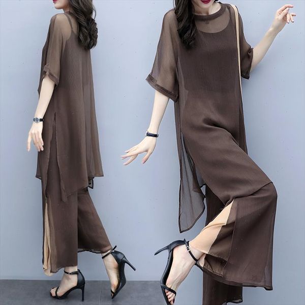 summer elegant three piece set women cotton short sleeve high waist wide leg pants sets large size lady trouser suits w78, Gray
summer elegant three piece set women cotton short sleeve high waist wide leg pants sets large size lady trouser suits w78, Gray