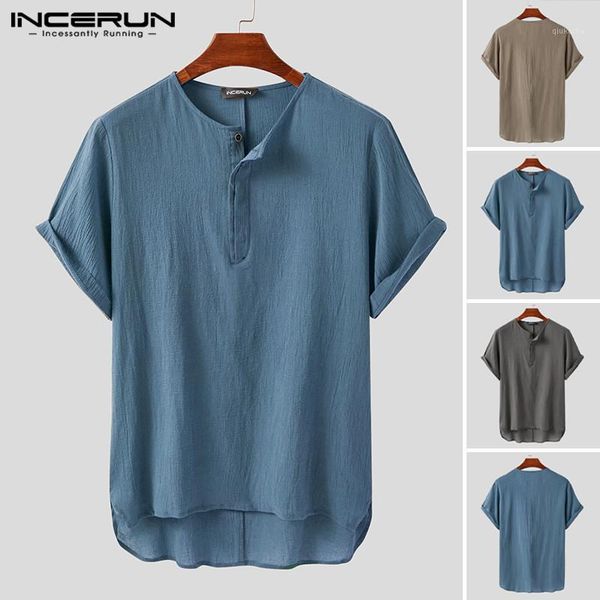 incerun summer vintage men casual shirt solid color cotton 2020 short sleeve camisas o neck breathable leisure harajuku blouse1, White;black 
incerun summer vintage men casual shirt solid color cotton 2020 short sleeve camisas o neck breathable leisure harajuku blouse1, White;black