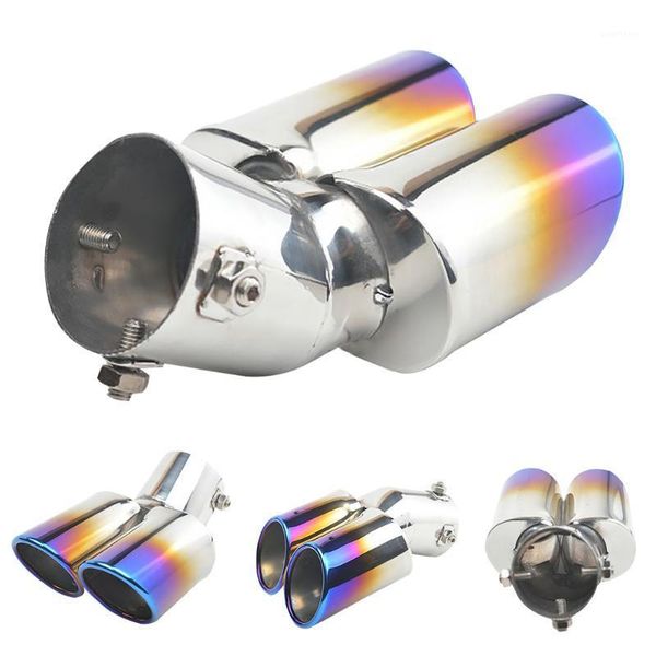 1 to 2 tailpipe throat chrome trim blue car muffler tip universal rear tail dual exhaust pipe replacement stainless steel1
1 to 2 tailpipe throat chrome trim blue car muffler tip universal rear tail dual exhaust pipe replacement stainless steel1