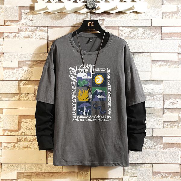 autumn spring fashion oversiz fake two pieces print tshirt men's long sleeve casual o neck for man tees kg-541, White;black
autumn spring fashion oversiz fake two pieces print tshirt men's long sleeve casual o neck for man tees kg-541, White;black