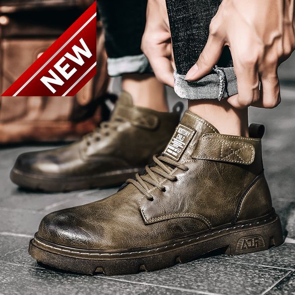 autumn and winter martin british round head middle leather casual lace up short boots men's shoes, Black
autumn and winter martin british round head middle leather casual lace up short boots men's shoes, Black