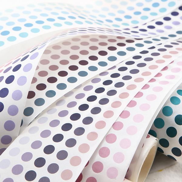 60mm x 3m Gradient basic salt series hand curtain color wave point circle point and paper tape whole roll round sticker
60mm x 3m Gradient basic salt series hand curtain color wave point circle point and paper tape whole roll round sticker