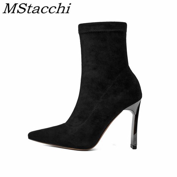 mstacchi metal square heel elastic fabric women heel height boots solid color pointed rubber sole madam shoes calzado mujer, Black
mstacchi metal square heel elastic fabric women heel height boots solid color pointed rubber sole madam shoes calzado mujer, Black