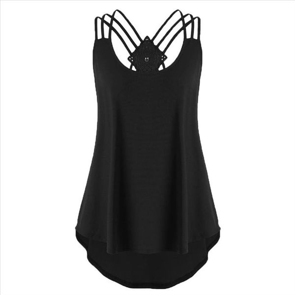 5xl tank women ladies bandages sleeveless girl vest solid summer notes strappy streetwear women clothes 2021, White