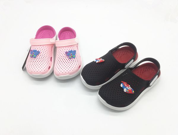 boys girls jelly pvc shoes children croc shoe slippers massage footbed tpu beach sandals for boy girl kids us11-3 eu30-35 201113, Black;red