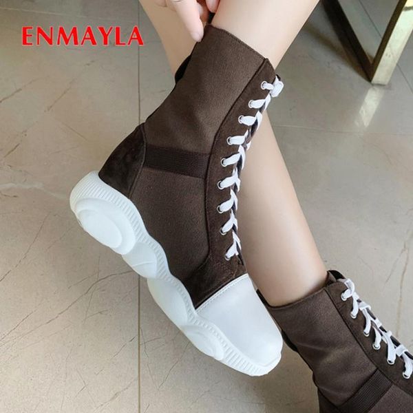 enmayla lace-up round toe height increasing winter boots women flat mid-calf pu sock boots solid short plush cross-tied beige, Black
enmayla lace-up round toe height increasing winter boots women flat mid-calf pu sock boots solid short plush cross-tied beige, Black
