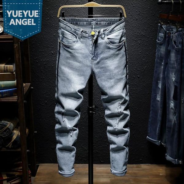 men's jeans autumn mens scratched slim fit elastic straight denim pants vintage wash light blue male streetwear casual trousers
men's jeans autumn mens scratched slim fit elastic straight denim pants vintage wash light blue male streetwear casual trousers