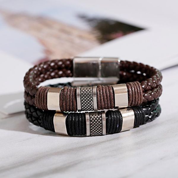 2020 fashion men jewelry leather bracelet bangles classic black stainless steel magnetic clasp charm bracelet men
2020 fashion men jewelry leather bracelet bangles classic black stainless steel magnetic clasp charm bracelet men