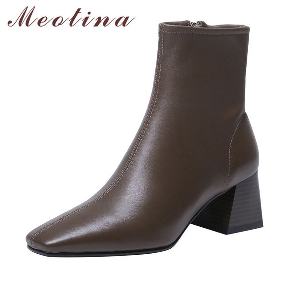 meotina autumn sheepskin ankle boots women natural genuine leather block high heel short boots winter zip square toe shoes lady 201020, Black
meotina autumn sheepskin ankle boots women natural genuine leather block high heel short boots winter zip square toe shoes lady 201020, Black