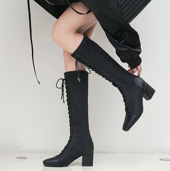 2020 autumn and winter new wild self-cultivation long boots female over the knee small boots high, Black
2020 autumn and winter new wild self-cultivation long boots female over the knee small boots high, Black