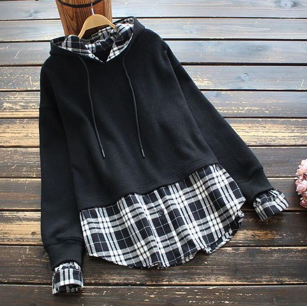 fake two women sweatshirt hooded 2020 new winter fleece plaid long sleeve pullover korean fashion women coat1, Black
fake two women sweatshirt hooded 2020 new winter fleece plaid long sleeve pullover korean fashion women coat1, Black
