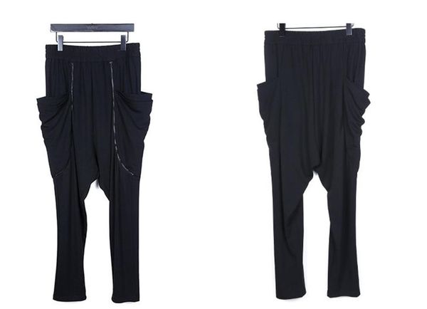 new spring men's slim long dark black trouser jogger pants / zip closure dropped casual big pocket / low crotch
new spring men's slim long dark black trouser jogger pants / zip closure dropped casual big pocket / low crotch