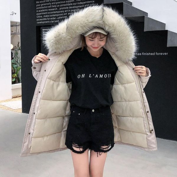big fur winter coat thickened parka women stitching slim long winter coat down cotton ladies down parka jacket women mf0511, Black
big fur winter coat thickened parka women stitching slim long winter coat down cotton ladies down parka jacket women mf0511, Black