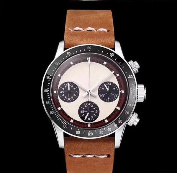

watch chronograph vintage perpetual paul newman japanese quartz stainless steel men mens watches watch wristwatches, Slivery;brown