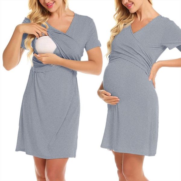 femme mini wine red grey maternity dress breastfeeding dress solid color short-sleeved nursing v neck casual d30, White
femme mini wine red grey maternity dress breastfeeding dress solid color short-sleeved nursing v neck casual d30, White