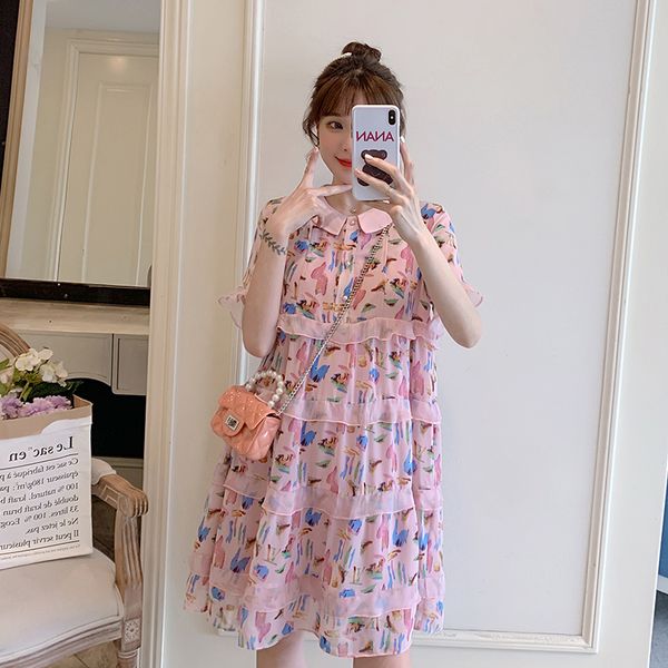 2021 summer women's chiffon print dress, lapel short sleeve loose sweet dress, pregnant women can wear 6630xc, White;black
2021 summer women's chiffon print dress, lapel short sleeve loose sweet dress, pregnant women can wear 6630xc, White;black