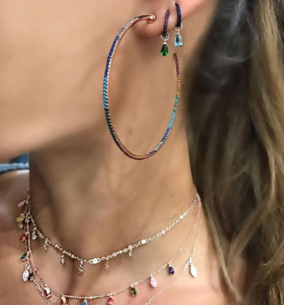 hoop & huggie rainbow cz statement girl 45mm big earrings for women lady simple rose gold color punk large circle earring fashion jewelry, Golden;silver
hoop & huggie rainbow cz statement girl 45mm big earrings for women lady simple rose gold color punk large circle earring fashion jewelry, Golden;silver