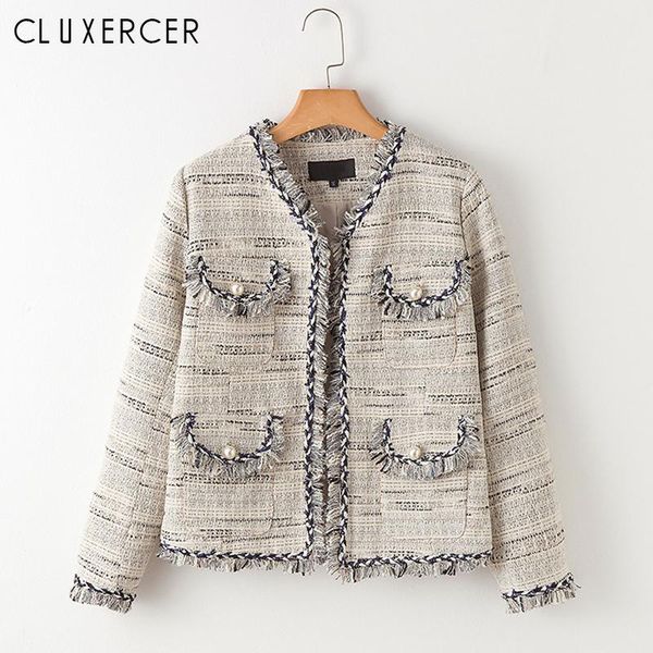 women's jackets elegant ladies runway luxury beige tassels tweed jacket o-neck long sleeved slim office and coats, Black;brown
women's jackets elegant ladies runway luxury beige tassels tweed jacket o-neck long sleeved slim office and coats, Black;brown