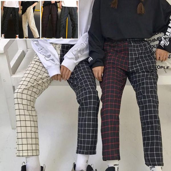 plaid pants patchwork harajuku woman man trousers elastics mid waist cropped pants lady korean causal straight streetwear, Black;white
plaid pants patchwork harajuku woman man trousers elastics mid waist cropped pants lady korean causal straight streetwear, Black;white