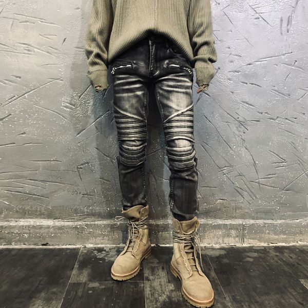2021 new fashion streetwear men jeans retro black gray slim fit elastic spliced designer denim punk trousers hip hop biker pants homme vla9, Blue
2021 new fashion streetwear men jeans retro black gray slim fit elastic spliced designer denim punk trousers hip hop biker pants homme vla9, Blue