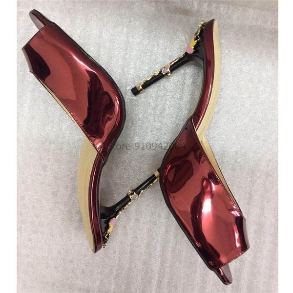 blue patent leather sandal women peep toe high heels colourful gold metal jewels thin heels party dress shoes ladies slipper, Black
blue patent leather sandal women peep toe high heels colourful gold metal jewels thin heels party dress shoes ladies slipper, Black