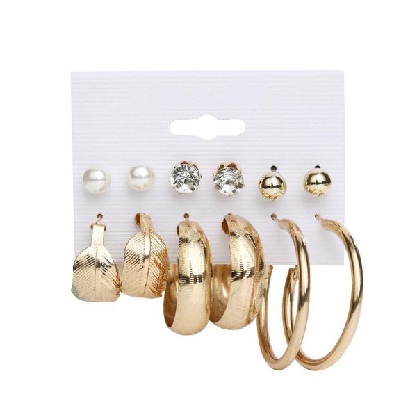 hoop & huggie creative pearl earrings rhinestone set with large round web celebrity and 6 pairs of accessories, Golden;silver
hoop & huggie creative pearl earrings rhinestone set with large round web celebrity and 6 pairs of accessories, Golden;silver
