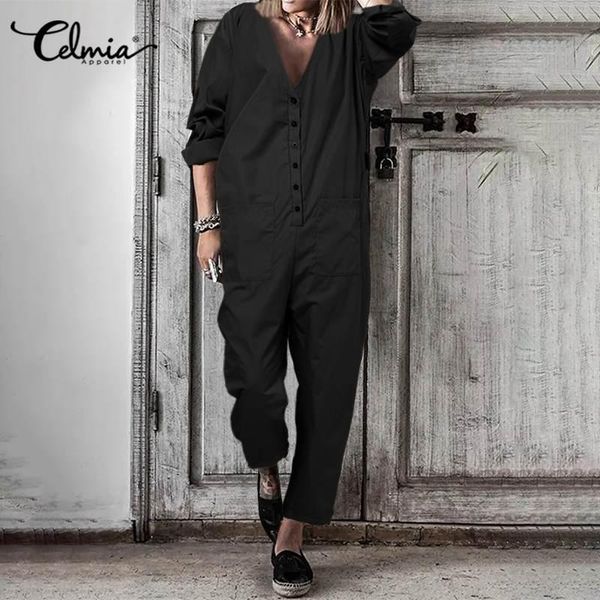2020 celmia solid long jumpsuits celmia women vintage v-neck long sleeve rompers casual loose playsuit solid cargo pants femme 7, Black;white
2020 celmia solid long jumpsuits celmia women vintage v-neck long sleeve rompers casual loose playsuit solid cargo pants femme 7, Black;white
