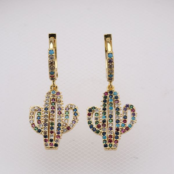 gold plated brass cactus hoop earring multi color micro pave zircon charm earrings, Golden;silver
gold plated brass cactus hoop earring multi color micro pave zircon charm earrings, Golden;silver