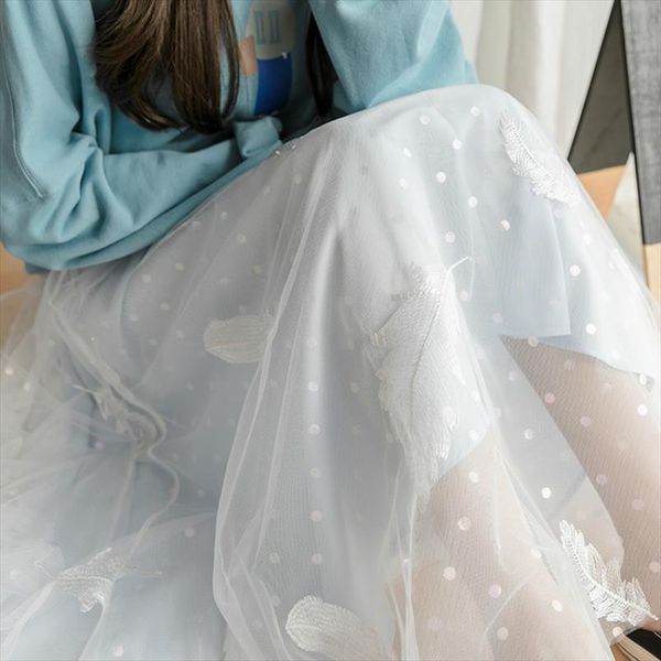 2020 spring summer vintage skirts womens elastic high waist tulle mesh skirt long pleated dot tutu skirt female jupe longue, Black 
2020 spring summer vintage skirts womens elastic high waist tulle mesh skirt long pleated dot tutu skirt female jupe longue, Black