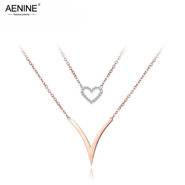 aenine bohemia double layer cz crystal heart choker necklaces jewelry titanium steel rose gold charm necklace for women an18060, Golden;silver
aenine bohemia double layer cz crystal heart choker necklaces jewelry titanium steel rose gold charm necklace for women an18060, Golden;silver