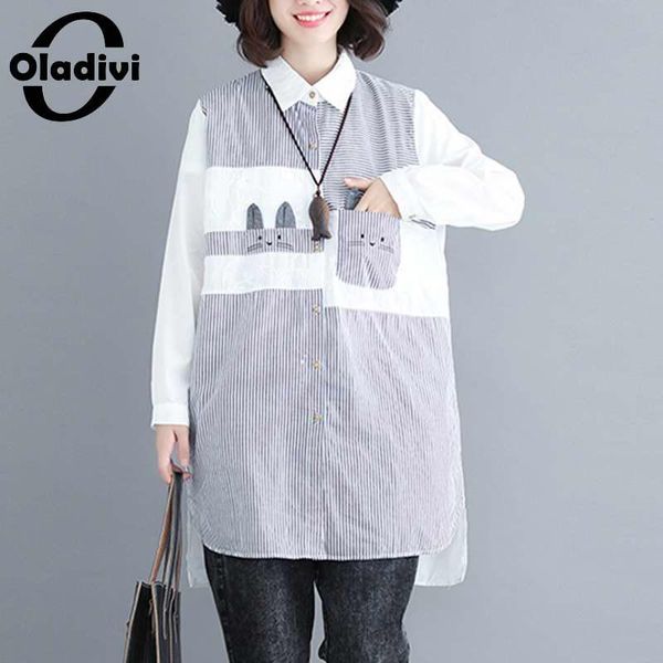 women's blouses & shirts oladivi plus size long sleeve stripe blouse women 2021 spring autumn casual patchwork shirt embroidery tunic x, White
women's blouses & shirts oladivi plus size long sleeve stripe blouse women 2021 spring autumn casual patchwork shirt embroidery tunic x, White