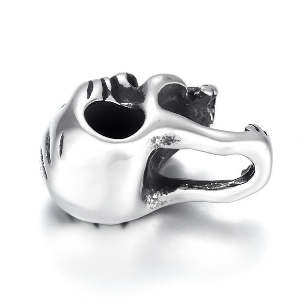 из нержавеющей стали шариков черепа spacer большое отверстие 6мм slide шарм подвеска diy мужчины браслет поставки решений ручной работы ювел, Bronze;silver