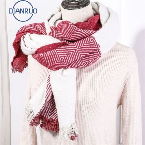dianruo winter new pashmina diamond scarf women warm design plaid shawl wrap thick knitted scarves female blanket n343 y201024, Blue;gray
dianruo winter new pashmina diamond scarf women warm design plaid shawl wrap thick knitted scarves female blanket n343 y201024, Blue;gray