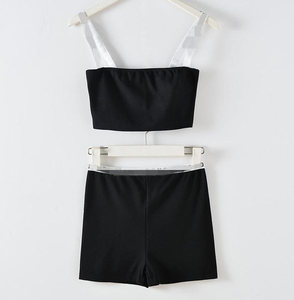 2021 new design women's runway fashion letter print spaghetti strap short up-navel crop vest bustier camisole and short suit, White
2021 new design women's runway fashion letter print spaghetti strap short up-navel crop vest bustier camisole and short suit, White