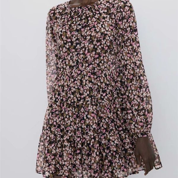 spring women elegant long sleeve floral print casual shirtdress female o neck leisure mini vestidos chic ruffles dresses t200416, Black;gray
spring women elegant long sleeve floral print casual shirtdress female o neck leisure mini vestidos chic ruffles dresses t200416, Black;gray