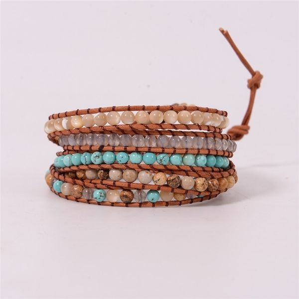new jewelry 5 strands natural stone bead handmade leather wrap bracelet handwork drop shipping gift y200730, Black
new jewelry 5 strands natural stone bead handmade leather wrap bracelet handwork drop shipping gift y200730, Black