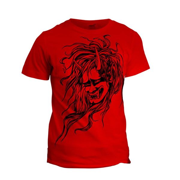 sport japanische oni kopf rote grafik t shirt siebdruck t shirt fit