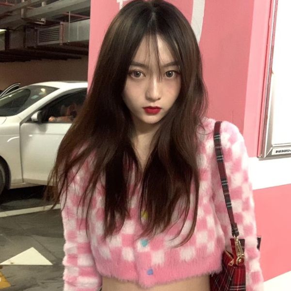 pink women knitted cardigan sweaters long sleeve v-neck plaid crop casual outwears single breasted short coat 201029, White;black
pink women knitted cardigan sweaters long sleeve v-neck plaid crop casual outwears single breasted short coat 201029, White;black