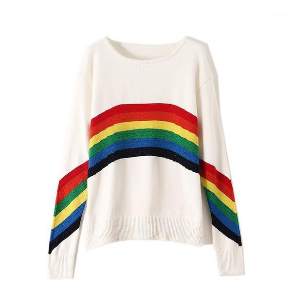 korean style women sweater rainbow pattern knitting elegant slim warm color fashion 2021 spring autumn girls pullover jumpers1, White;black
korean style women sweater rainbow pattern knitting elegant slim warm color fashion 2021 spring autumn girls pullover jumpers1, White;black