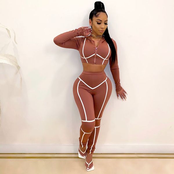 2021 autumn and winter new european and american women's fashion sports and leisure two-piece suit, Gray
2021 autumn and winter new european and american women's fashion sports and leisure two-piece suit, Gray