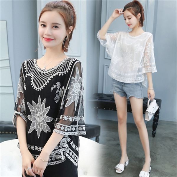 women's embroidery and korean batwing sleeve blouses chiffon mujer shirts htsh, White
women's embroidery and korean batwing sleeve blouses chiffon mujer shirts htsh, White